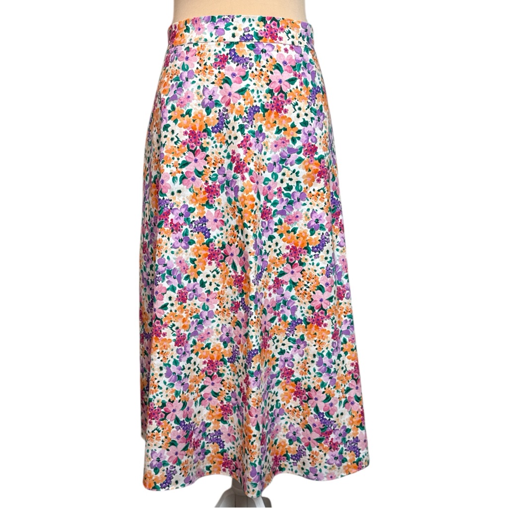 Alexia Admor Vibrant Multicolor Floral A-Line Midi Skirt Sz 12 Summer Style Euc
